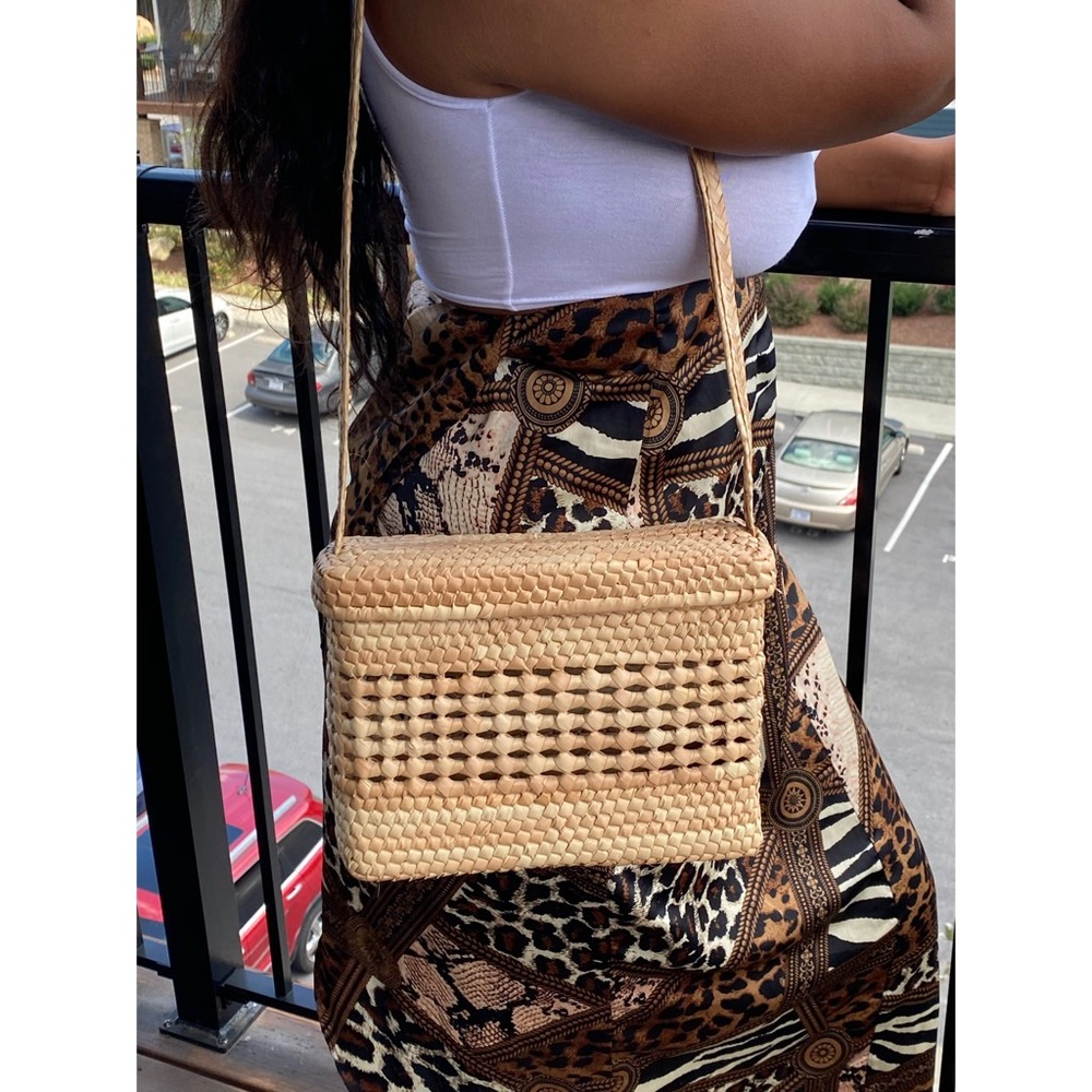 Square Rattan Handmade Crossbody Bag Straw boho